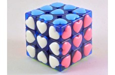 YJ Love - Kostka 3x3 - Serduszka - Transparent / niebieska